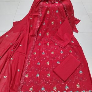 Exclushive Collection 100% High Qualitiey Indian Waitless Goergett Ambroydary T-hree Piece [3PC]